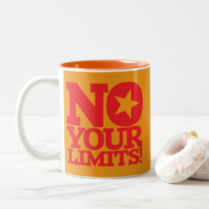 Taza Bicolor ¡No Tus Límites! Naranja de texto rojo BG