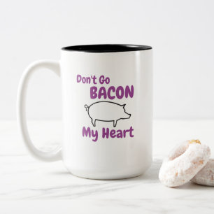 Taza Bicolor "No vayas a BACON mi corazón" Café con imagen de c