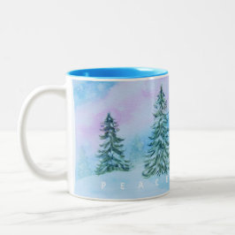 Taza Bicolor Noche de nieve silenciosa para los árboles de invi