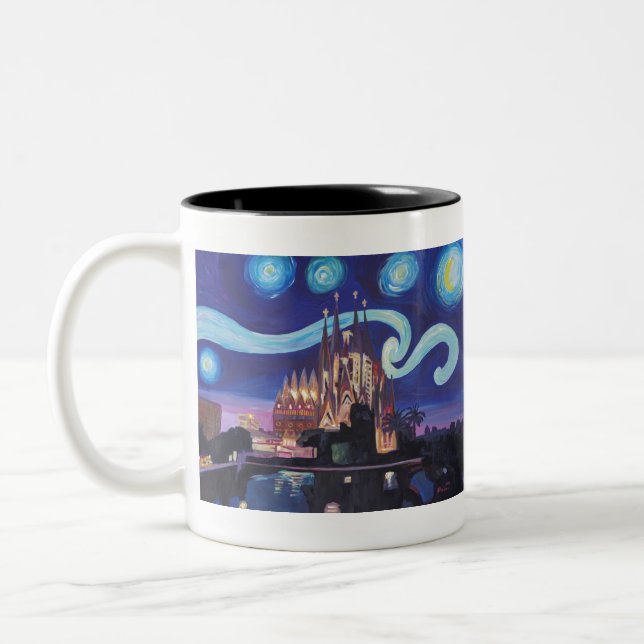 Taza Bicolor Noche estrellada en Barcelona - Van Gogh Inspirati (Izquierda)