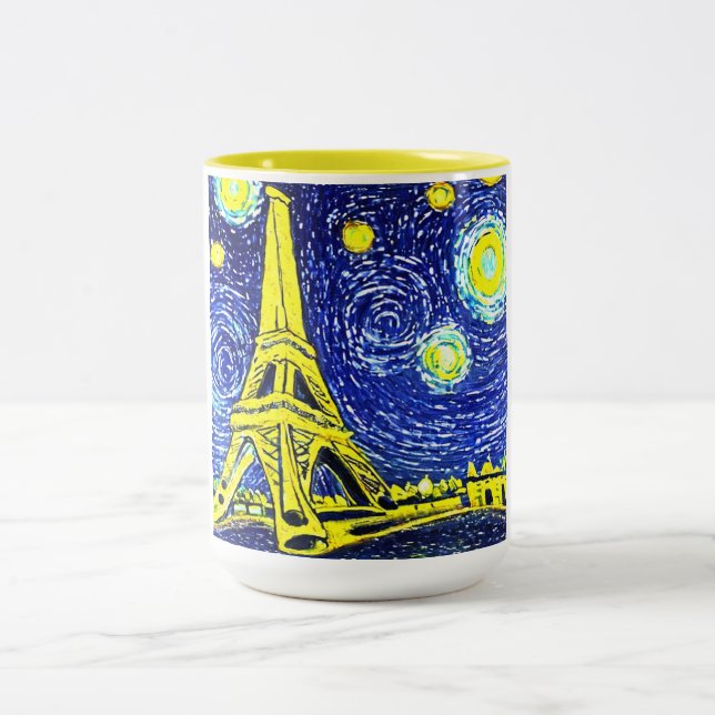 Taza Bicolor Noche estrellada París Francia (Centro)