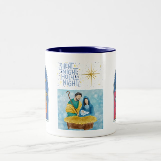 Taza Bicolor Noche silenciosa, alfombra navideña (Centro)