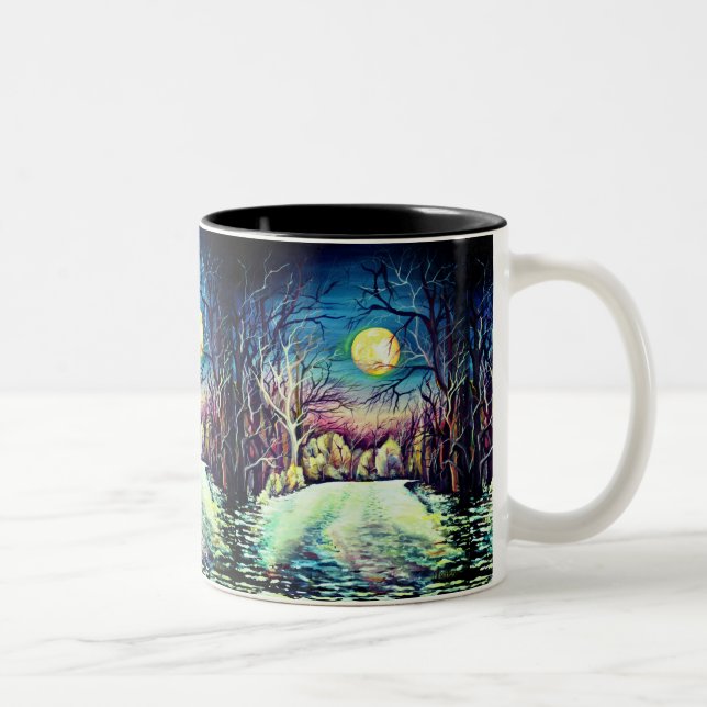Taza Bicolor Noche silenciosa invierno luna llena Suecia Escand (Derecha)