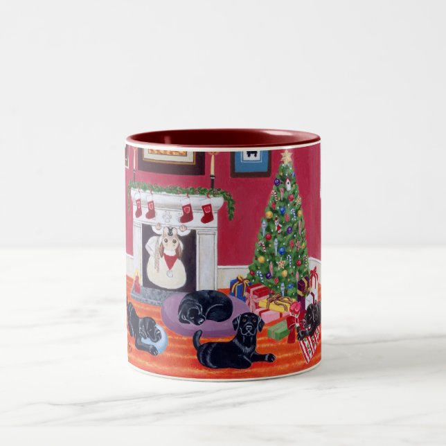 Taza Bicolor Nochebuena Labradors (Centro)