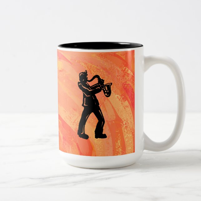 Taza Bicolor Noches de boogie de Nueva York Naranja saxofón (Derecha)