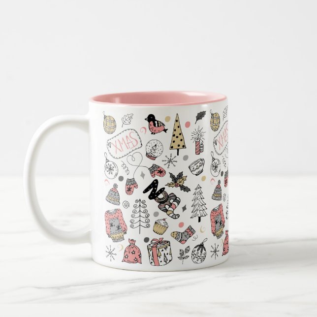 Taza Bicolor Noel Xmas Novedad Café Mug (Izquierda)