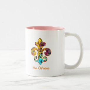Taza Bicolor NOLA pintó la flor de lis (4)