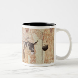 Taza Bicolor Nómadas mongoles con un burro, siglo XV