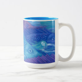 Taza Bicolor Nómadas oceánicas, sirenas náuticas y peces