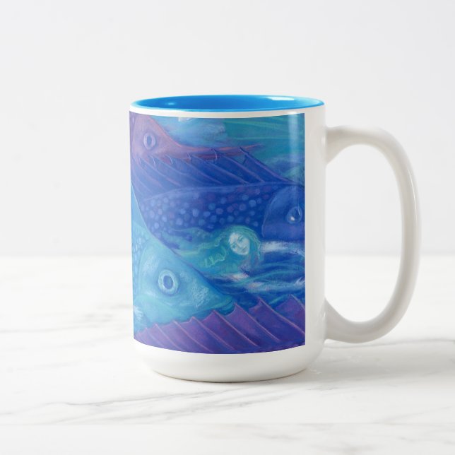 Taza Bicolor Nómadas oceánicas, sirenas náuticas y peces (Derecha)