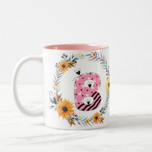 Taza Bicolor Nombre alfabeto  "B"