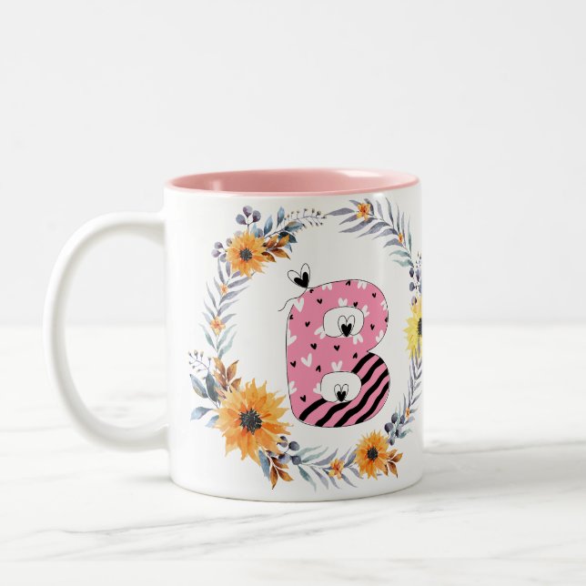 Taza Bicolor Nombre alfabeto  "B" (Izquierda)