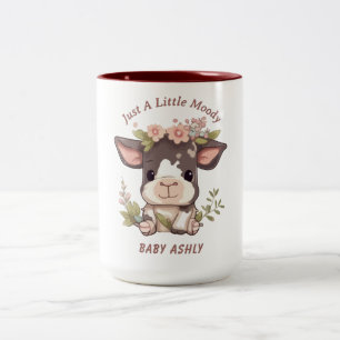 Taza Bicolor nombre de bebé vaca Un Poco Malhumorada