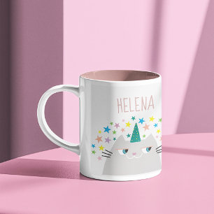 Taza Bicolor Nombre de Caticorn Kawaii