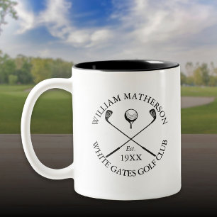 Taza Bicolor Nombre de club de golf clásico moderno personaliza