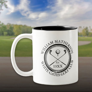 Taza Bicolor Nombre de Club de Golf Clásico Personalizado