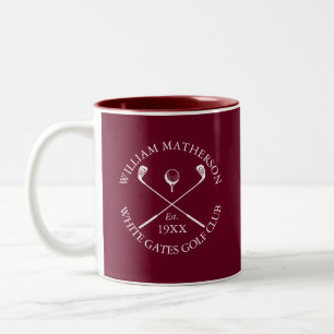 Taza Bicolor Nombre de Club de Golf Clásico Rojo Borgoña Person