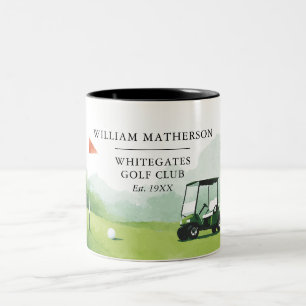 Taza Bicolor Nombre de Club de Golf Personalizado en Carrito de