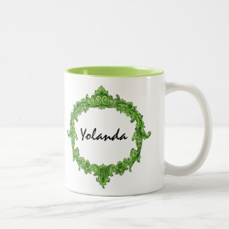 Taza Bicolor Nombre de encargo 12 del vintage adornado de la