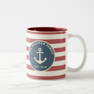 Taza Bicolor Nombre de familia personalizado Bandera Americana