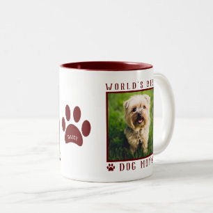 Taza Bicolor Nombre de Foto de Huellas de Patas de la Mejor Mam