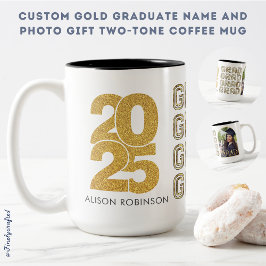 Taza Bicolor Nombre de graduado de oro personalizado y regalo d