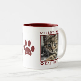 Taza Bicolor Nombre de la foto de la mejor mamá de gatos del mu