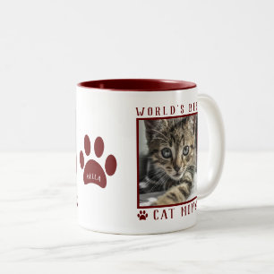 Taza Bicolor Nombre de la foto de la mejor mamá de gatos del mu