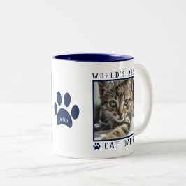 Taza Bicolor Nombre de la foto del mejor papá de gatos del mund
