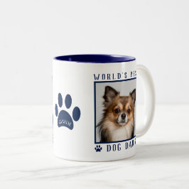 Taza Bicolor Nombre de la foto del mejor papá de perros del mun
