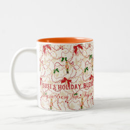 Taza Bicolor Nombre de la mezcla festiva de caramelo de nuez ca