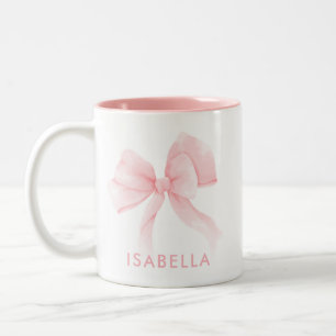 Taza Bicolor Nombre de lazo rosa Coquette