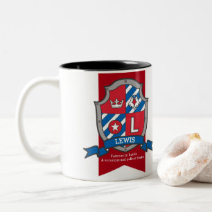 Taza Bicolor Nombre de Lewis que significa carta azul rojo L