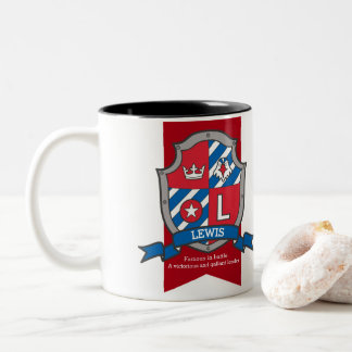 Taza Bicolor Nombre de Lewis que significa carta azul rojo L