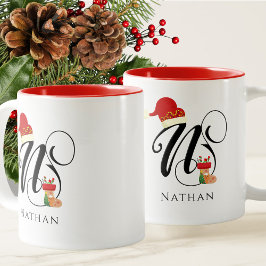 Taza Bicolor Nombre de moda Letra inicial moderna N Fiesta de i