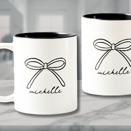 Taza Bicolor Nombre de Monograma de Lazo Personalizado