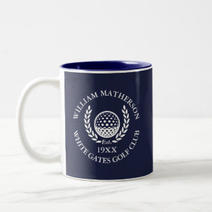Taza Bicolor Nombre de palo de golf personalizado azul marino