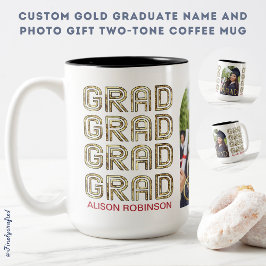 Taza Bicolor Nombre de personalizado graduado de oro y regalo d
