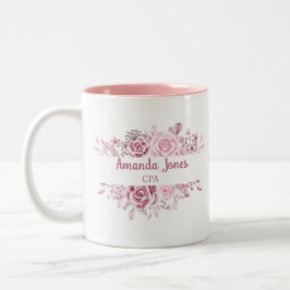 Taza Bicolor Nombre de pila Contador CPA Rosa Floral
