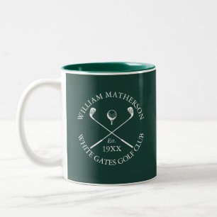 Taza Bicolor Nombre del Club de Golf Clásico Verde Esmeralda Pe