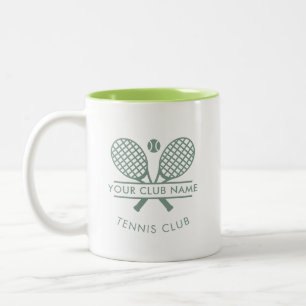 Taza Bicolor Nombre del club de tenis en estante con motivo de 
