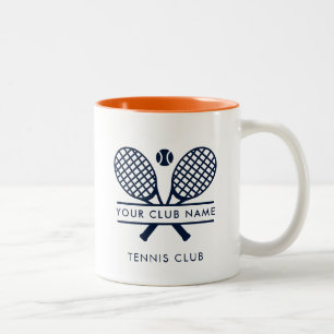 Taza Bicolor Nombre del Club de Tenis sobre Césped Motivo Azul