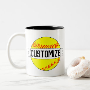 Taza Bicolor Nombre del equipo del Personalizado de Softbol y v