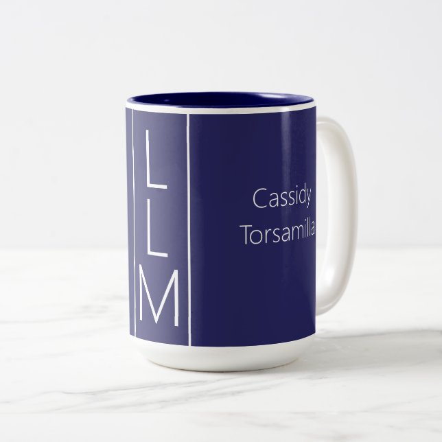 Taza Bicolor Nombre del graduado Blue LLM (Anverso derecho)