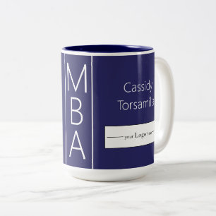 Taza Bicolor Nombre del graduado Logotipo Blue MBA