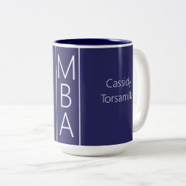 Taza Bicolor Nombre del graduado MBA azul