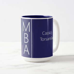 Taza Bicolor Nombre del graduado MBA azul