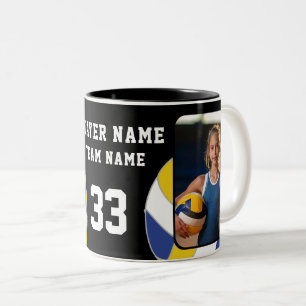 Taza Bicolor Nombre del jugador de voleibol Número Equipo 2 Fot