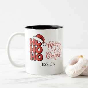 Taza Bicolor Nombre del moderno Ho Ho Ho Ho Merry y Navidades b