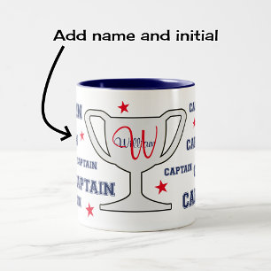 Taza Bicolor Nombre del monograma personalizado para el capitá